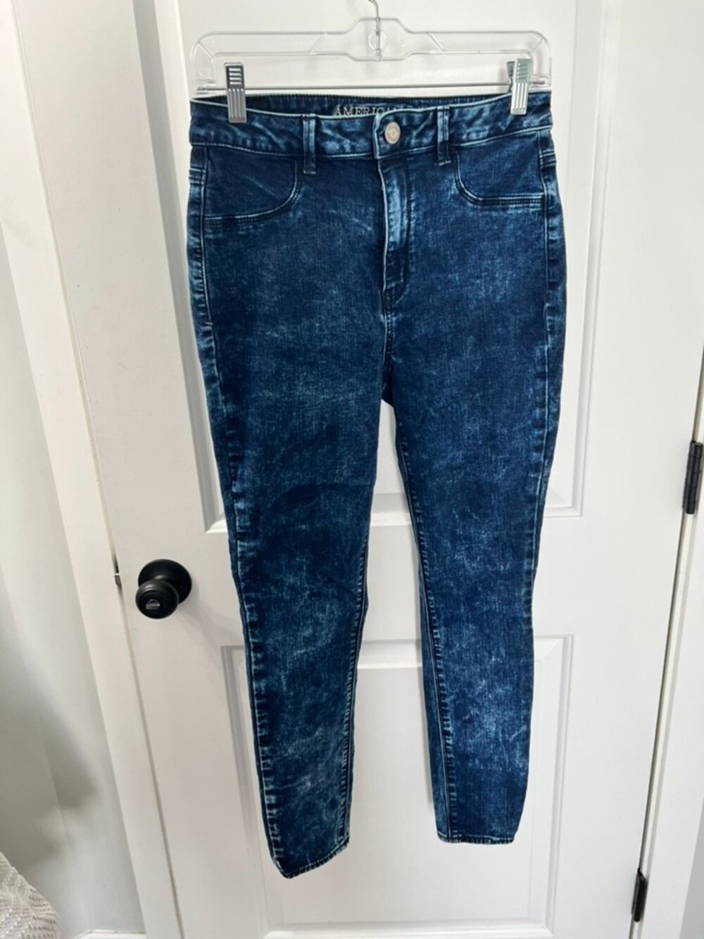 American Eagle Sky High Jegging Dark Acid Wash High Rise Jeans Size 10